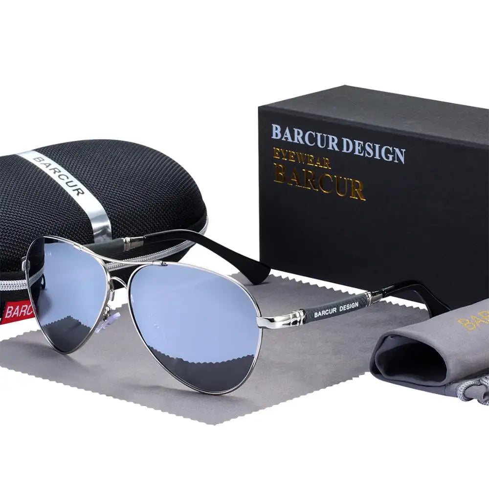 BARCUR Design Titanium Alloy Sunglasses Polarized Men's Sun