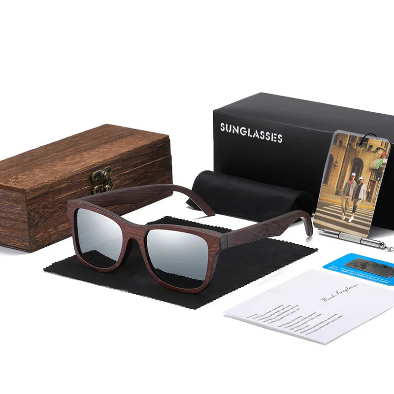 GM Natural Bamboo Wooden Sunglasses Handmade Polarized Glasses