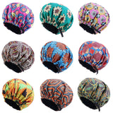 Oversize Africa Print Invisible Adjustable Round Hat Satin