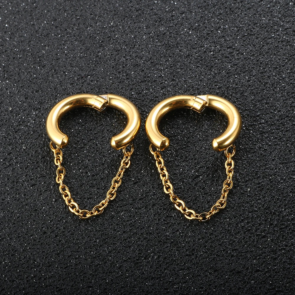 2PC /Set Stainless Steel Small Hoop Earrings for