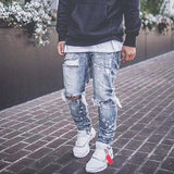 Jeans For Men 2022 Gradient Color Ripped White