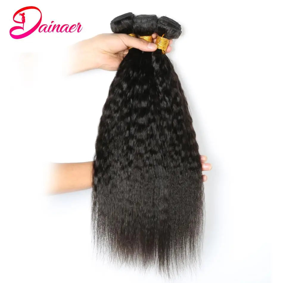 Peruvian Kinky Straight Bundles With 13x4 Lace Frontal