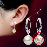 Classic Fashion 925-sterling-silver Earrings pendientes Pearl Drop Earrings