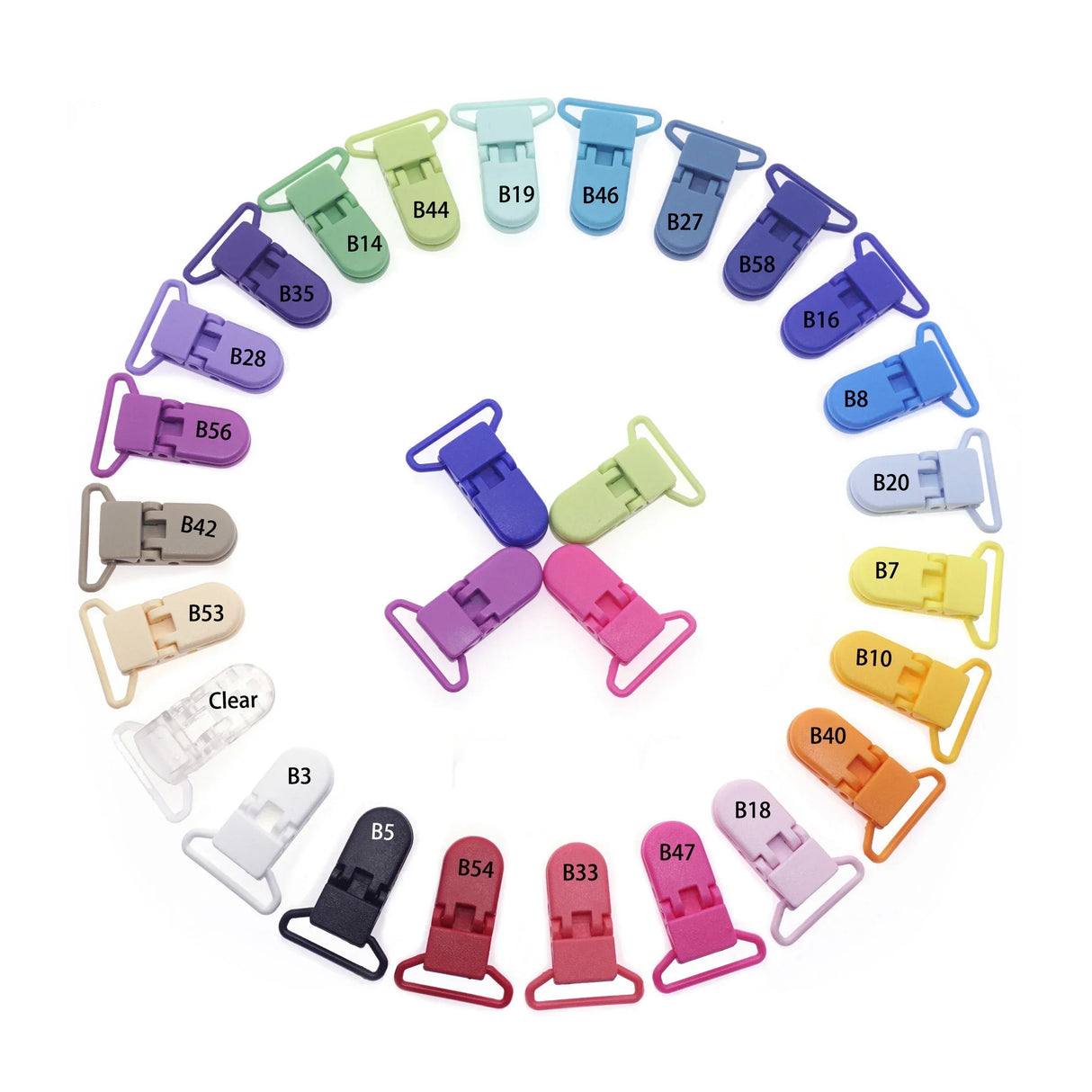 48Pcs Eco-friendly Plastic Baby Pacifier Clips Holder Mix