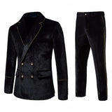 Luxury Velvet Inlaid With Gold Edge Men's Suits