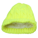 Bright Color Knitted Winter Hats Women Fleece Lined