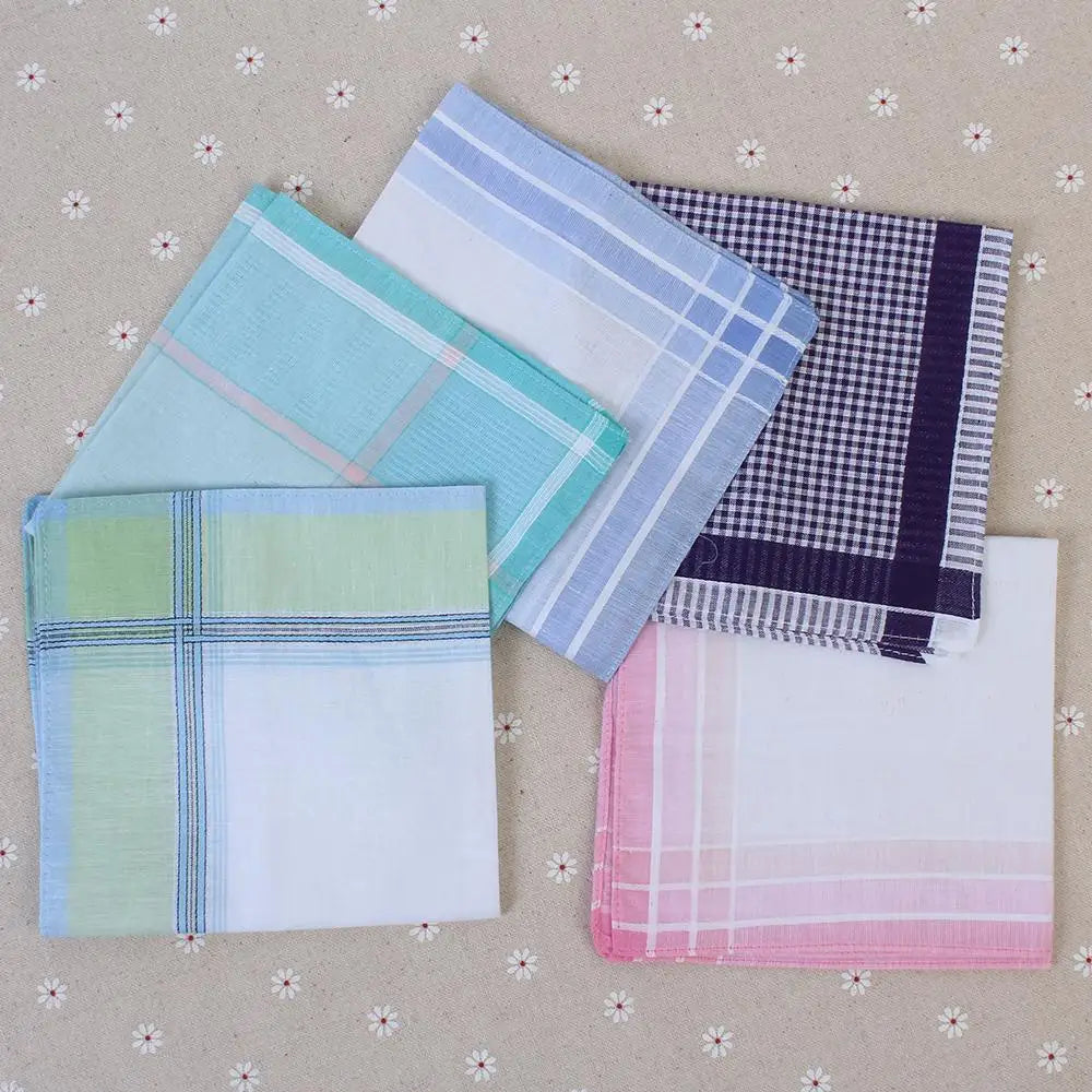 5Pcs Multicolor Plaid Stripe Men Pocket Squares Business