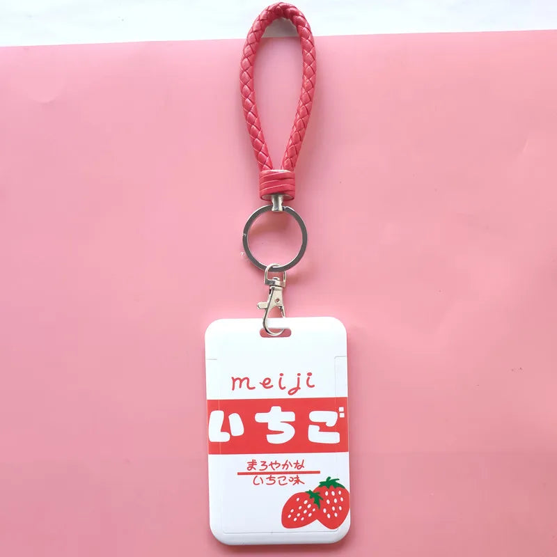 Women Men Credit Card Cover Case Fruits Avocado Strawberry Lanyard Badge ID Card Holder Neck Strap Cell Phone Neck Straps