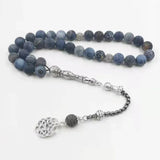 Tasbih Natural agates stone Blue Metal tassel 33