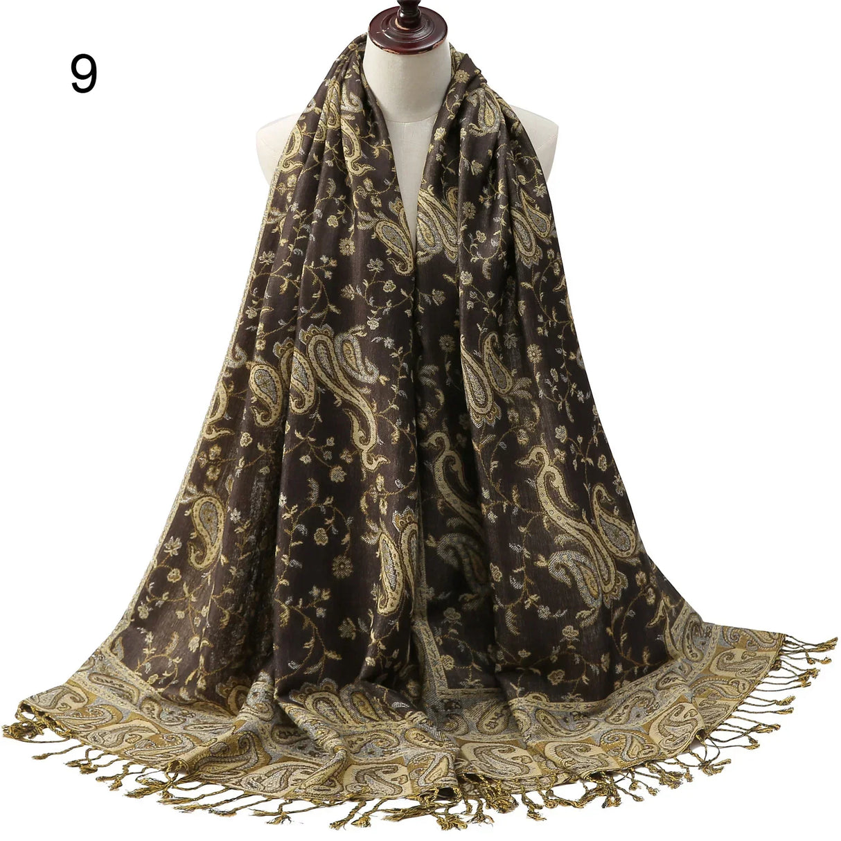 Pashmina Silk Scarf Shawl Wrap Paisley Jacquard Flowers