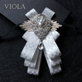 Elegant Gorgeous Diamond Ribbon Bowtie Men Wedding Suit