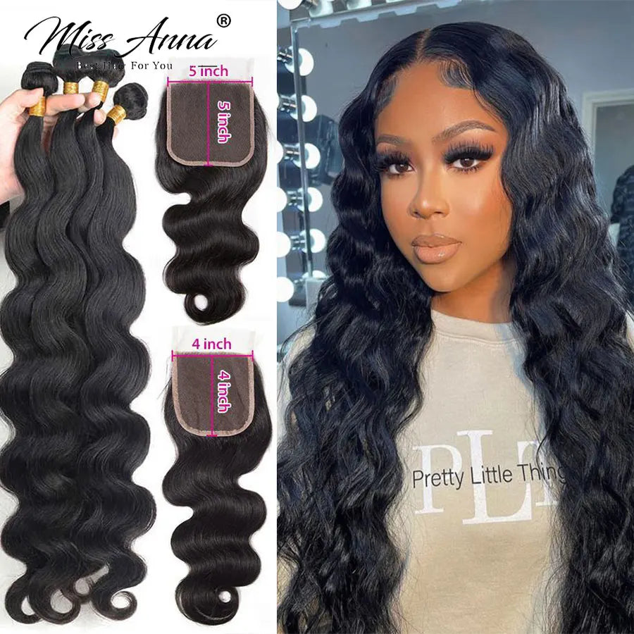 Body Wave Bundles With 6x6 Closure Brazilian Hair