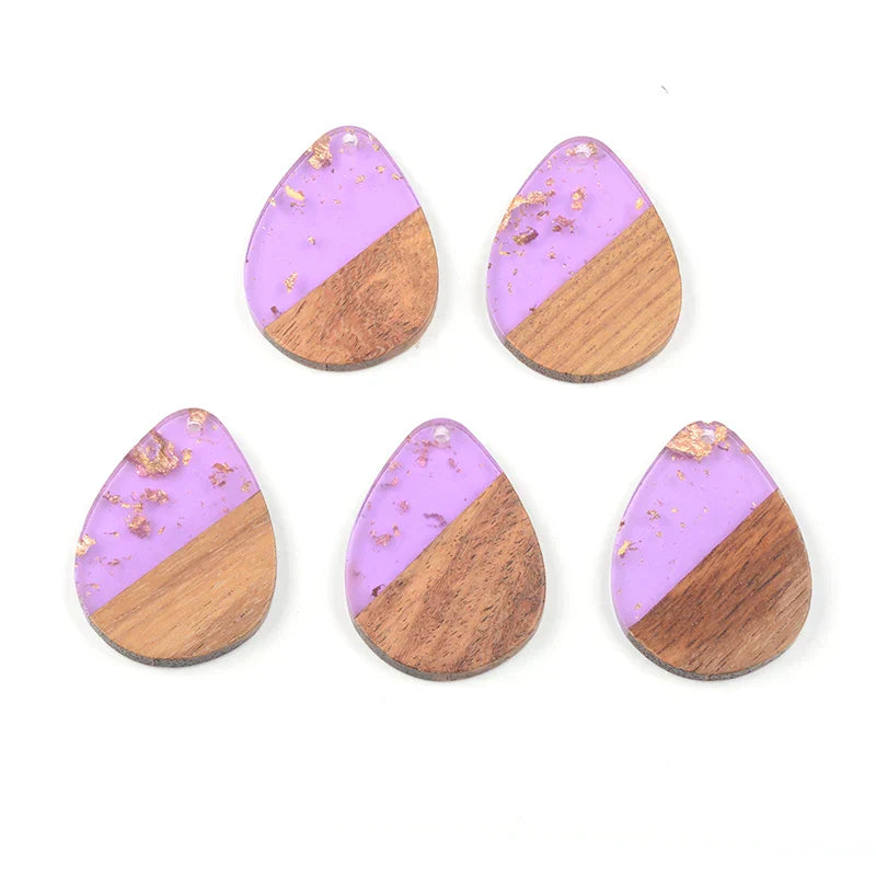 10PCS Water Drop Earrings Accessories Natural Wood &