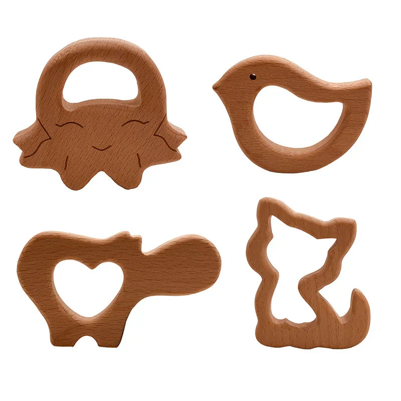 Kissteether 10pc/lot Organic Baby Wooden Teether Natural Teething