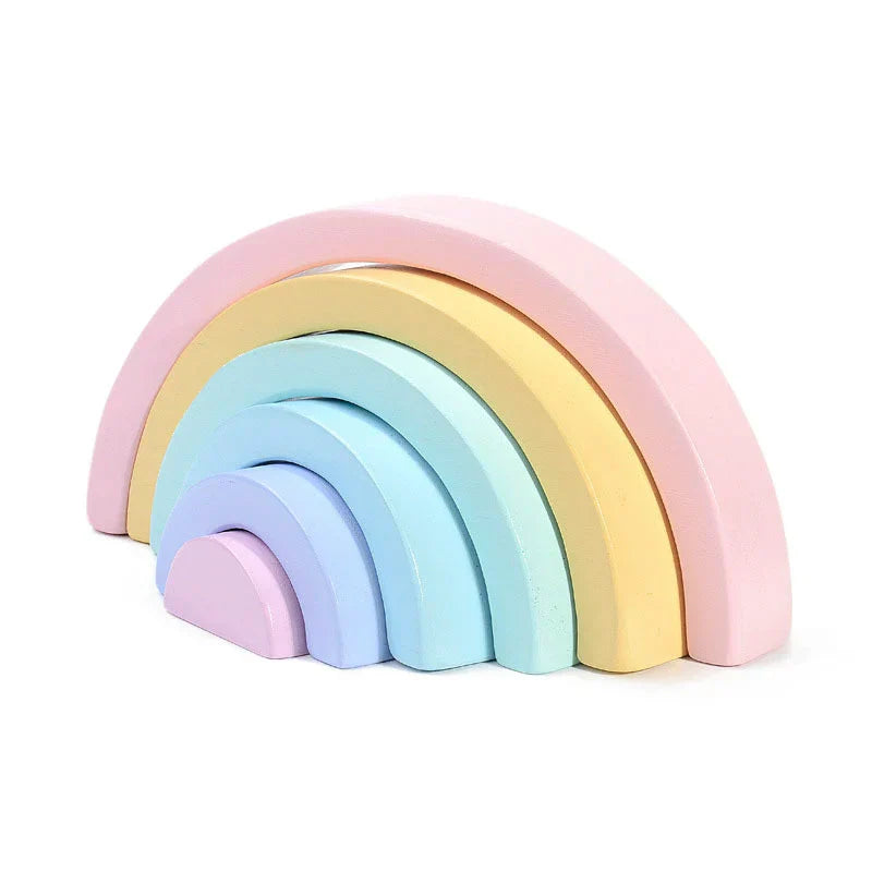 Kids Wooden Toy Montessori Rainbow Building Blocks DIY