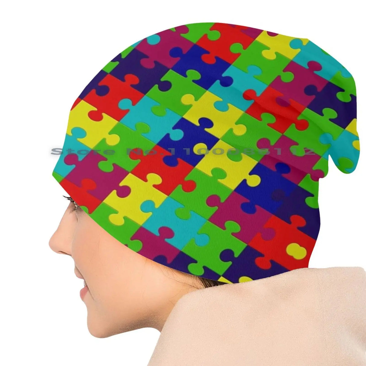 Autism Awareness Beanies Knit Hat Puzzled Game Brain