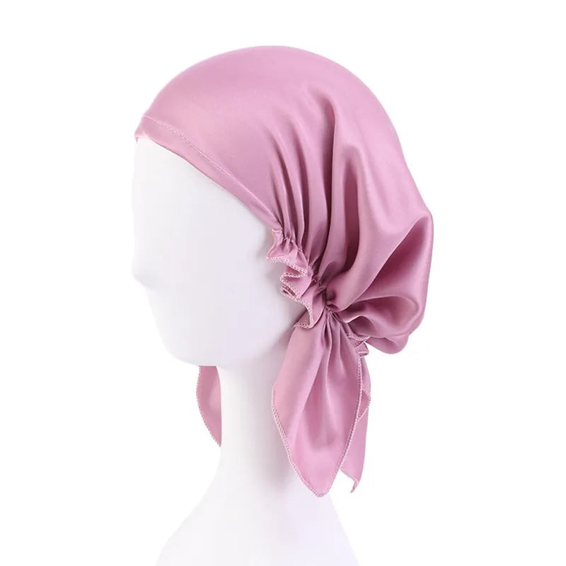 Muslim Women satin Turban Nightcap Hat Headscarves Cancer