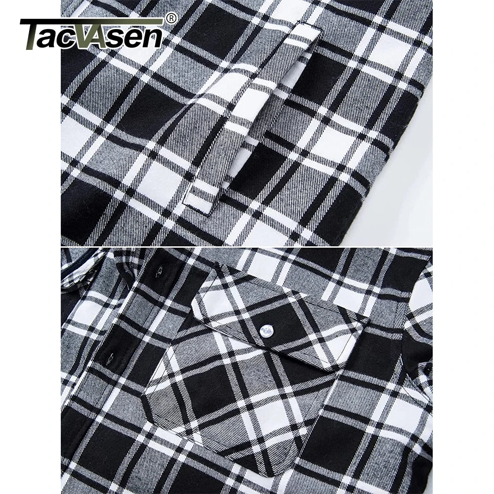 TACVASEN Men's Flannel Shirt Jacket with Removable Hood