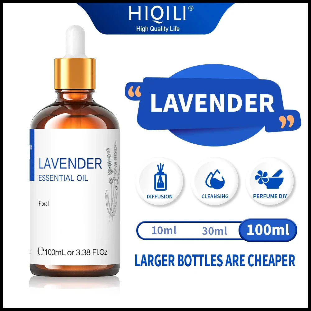 HIQILI 100ML Lavender Essential Oils for Diffuser Humidifier