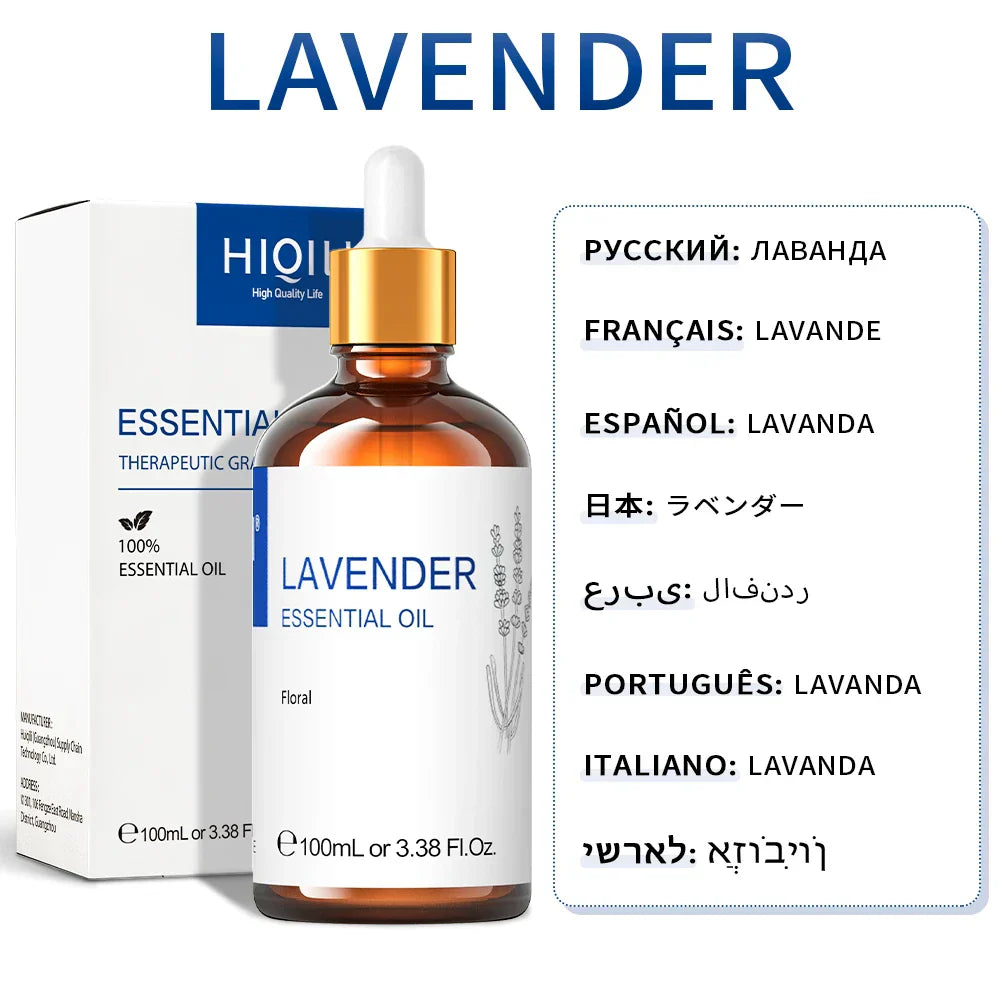 HIQILI 100ML Lavender Essential Oils for Diffuser Humidifier