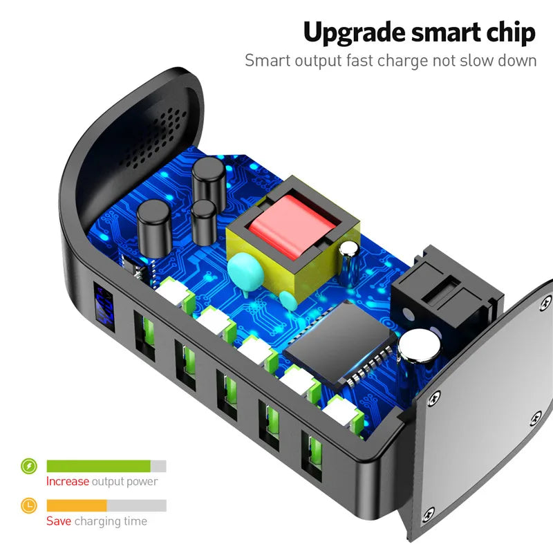 USLION 5 Ports USB Charger HUB LED Display