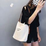 Women Casual Canvas Shoulder Bags PU Leather Strap