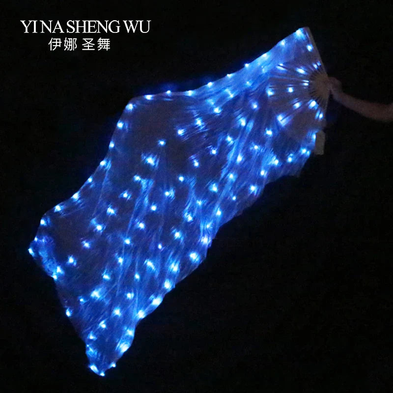 Silk LED Rainbow Dance Fans Women Belly