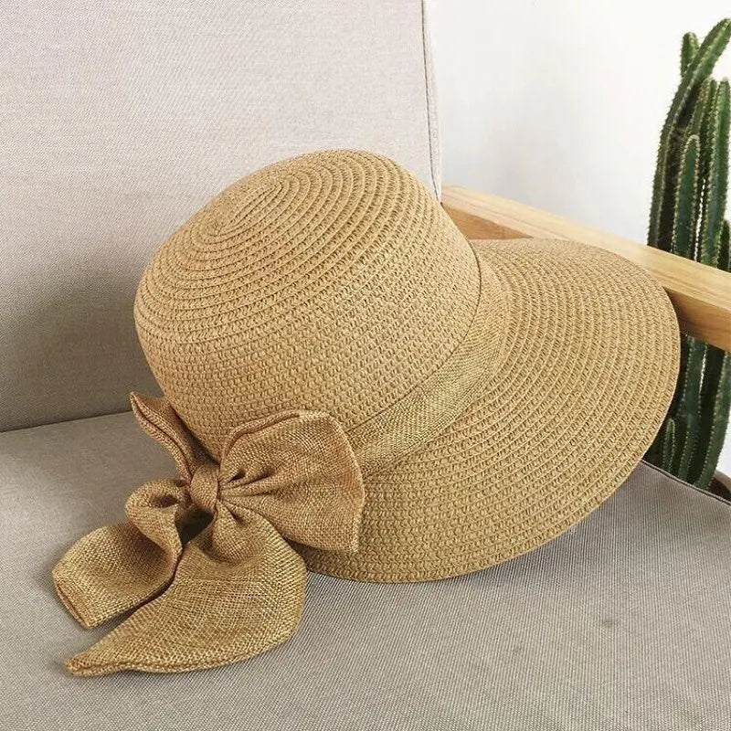 2018 Women's Sun Hat Big Bow Wide Brim