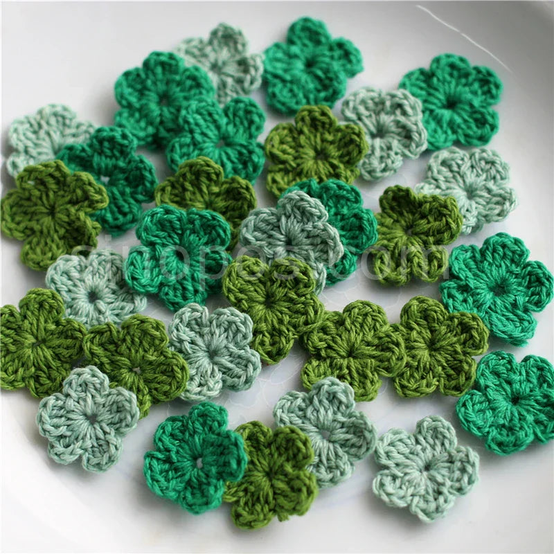 100 Colorfull Handmade Cotton Crochet Flowers, quilt scrapbooking