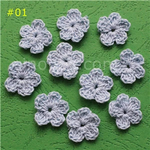 100 Colorfull Handmade Cotton Crochet Flowers, quilt scrapbooking
