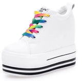 2023 Women's High Platform Wedge Canvas Sneakers – 12CM Hidden Heels