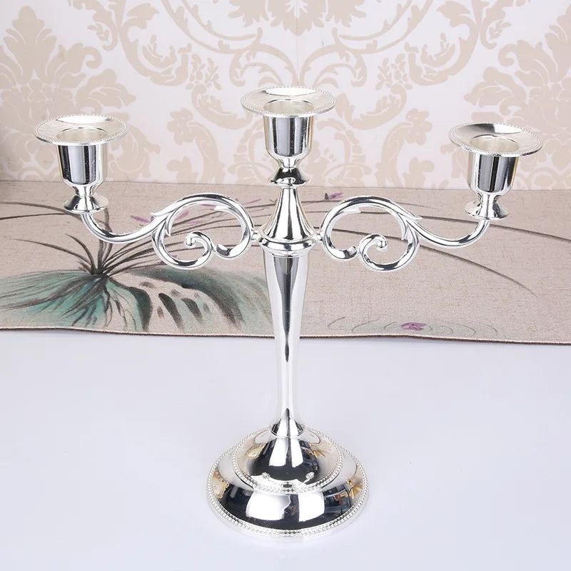 Silver Gold Black Bronze Metal Candlestick Holder Retro