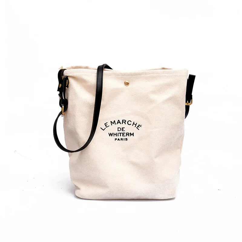 Women Casual Canvas Shoulder Bags PU Leather Strap