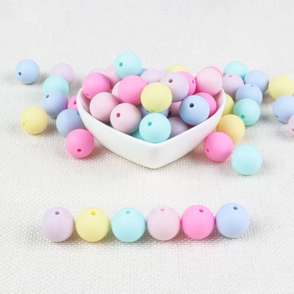 Joepeada 300Pcs/lots 12mm Round Silicone Teething Beads Food