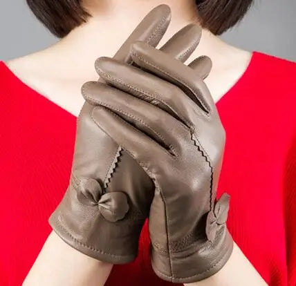 2020 women's genuine leather gloves red sheepskin gloves