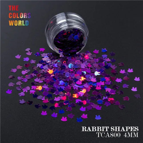 TCT-163 Holographic Color Rabbit Shape 4MM Glitter bunny