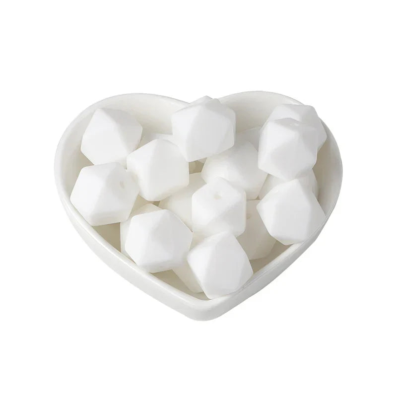 Joepada 100Pcs 14mm Hexagon Silicone Beads Food grade