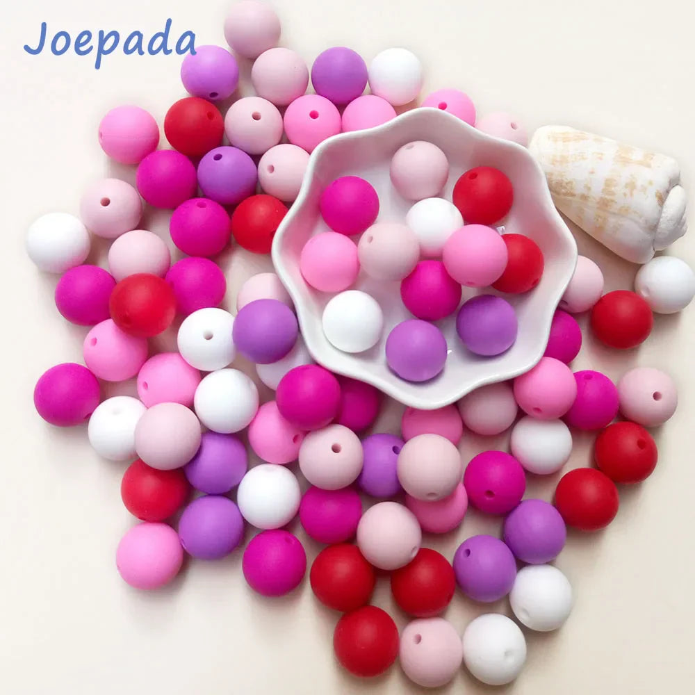 Joepeada 300Pcs/lots 12mm Round Silicone Teething Beads Food