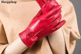 2020 women's genuine leather gloves red sheepskin gloves