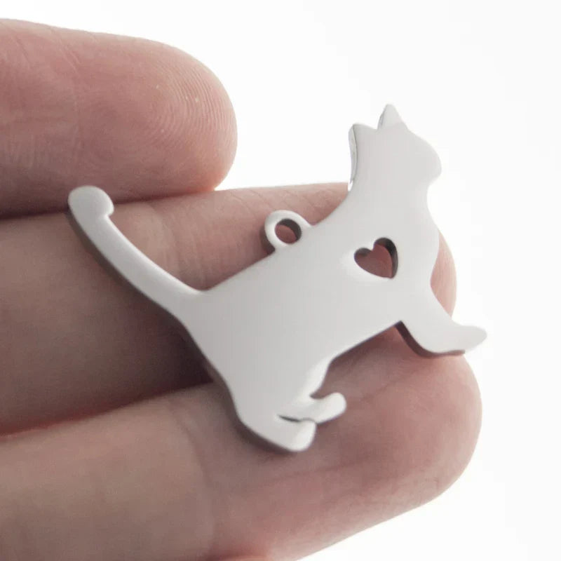 10pcs I Love My Cat Dog Animals Stainless