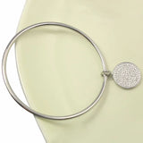 Round Pendant with All Crystal Cuff Bangles Metal