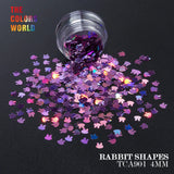 TCT-163 Holographic Color Rabbit Shape 4MM Glitter bunny
