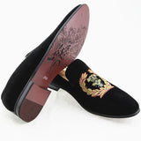 movechain Men's Suede Leather Loafers Mens Casual Embroidery