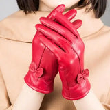 2020 women's genuine leather gloves red sheepskin gloves