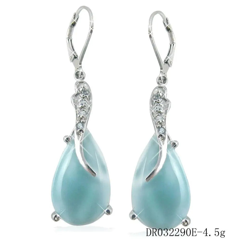 925 Sterling Silver Jewelry Dominica Natural Larimar Gemstone