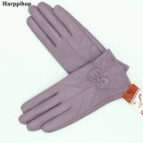 2020 women's genuine leather gloves red sheepskin gloves