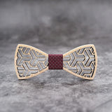 MAHOOSIVE Pocket Square Handkerchiefs Wood Bowtie Cufflinks Set