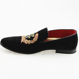 movechain Men's Suede Leather Loafers Mens Casual Embroidery