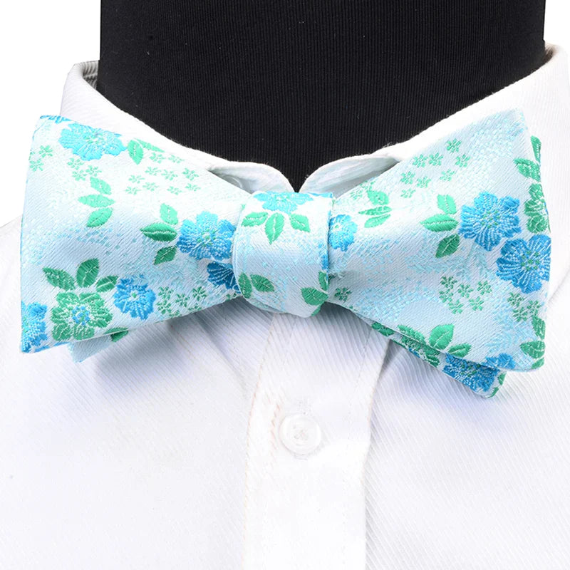 RBOCOTT Floral Self Tie Bow Tie Men's Silk