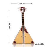 FUNMOR Red Enamel Guitar Balalaika Shape Brooch Musical